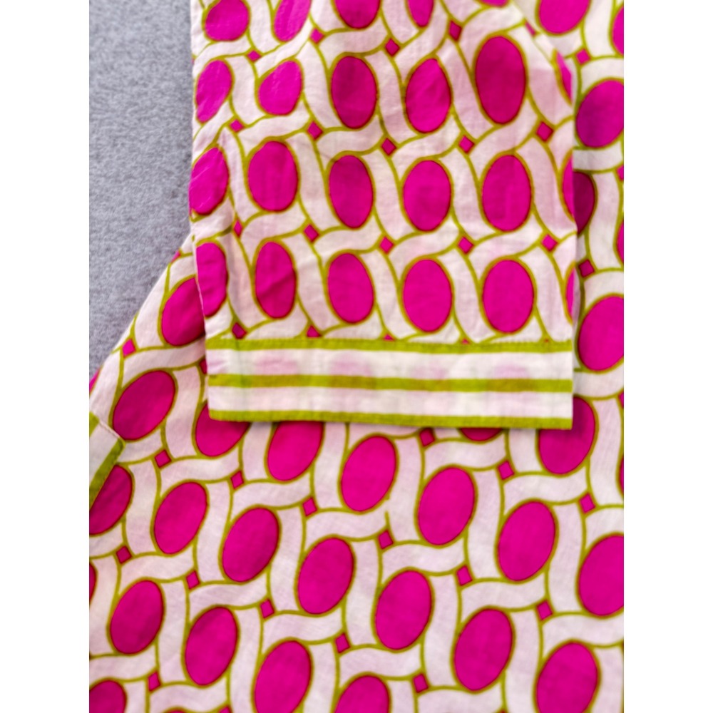 Gretchen Scott Designs Pink Lime Green Geometric Cotton Tunic Top Women Small - Picture 5 of 11